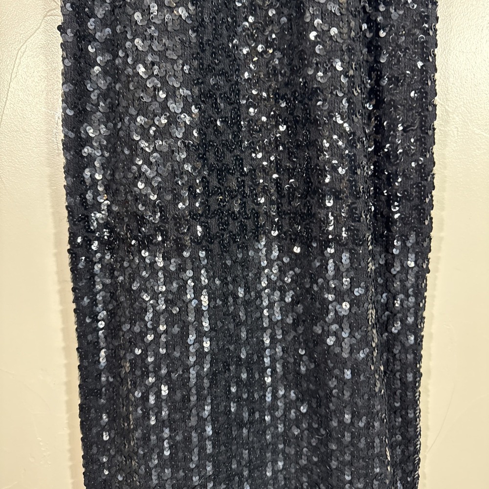 Vintage Y2K Black Brown Crochet Full Sequin Dress Whimsigoth Paper Tag 9/10 - Picture 3 of 14